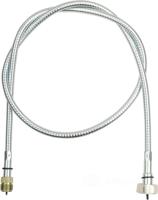 Tachowelle; für Hinterradantrieb; passend für alle 750er Solo Modelle von 1937-1952; Tachometer →1961; Stahl, verzinkt; Ø 10 mm; Länge Hülle: 127 cm; Anschluss am Antrieb: Mutter 7/8”-18; Anschluss am Instrument: Gewinde 3/4”-20; ersetzt OEM HD 67025-37; Bruttogewicht: 540 g
