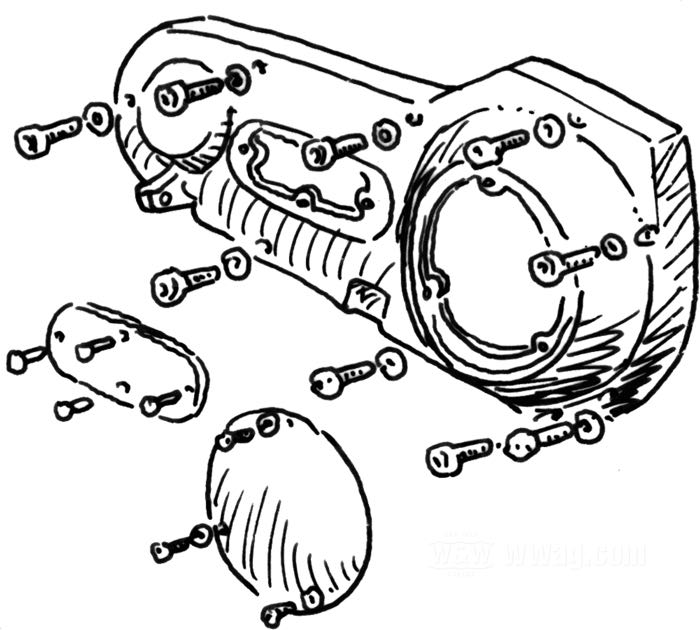 Bolt/screw kit by Gardner-Westcott; for Primary; fits FLT 5-Speed and FXR 1985-1998; steel, chrome-plated; socket head; replaces OEM HD 4740, 4814, 6099, 4811, and 4812; gross weight: 150 g