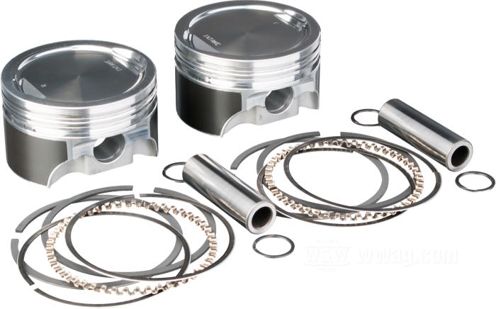 Pistoni di KB Performance Pistons; per conversione 883 ccm→1200 ccm; atto per Sportster 883 1986-2008; alluminio forgiato; taglia: +0.000 ”; peso lordo: 1.1 kg
