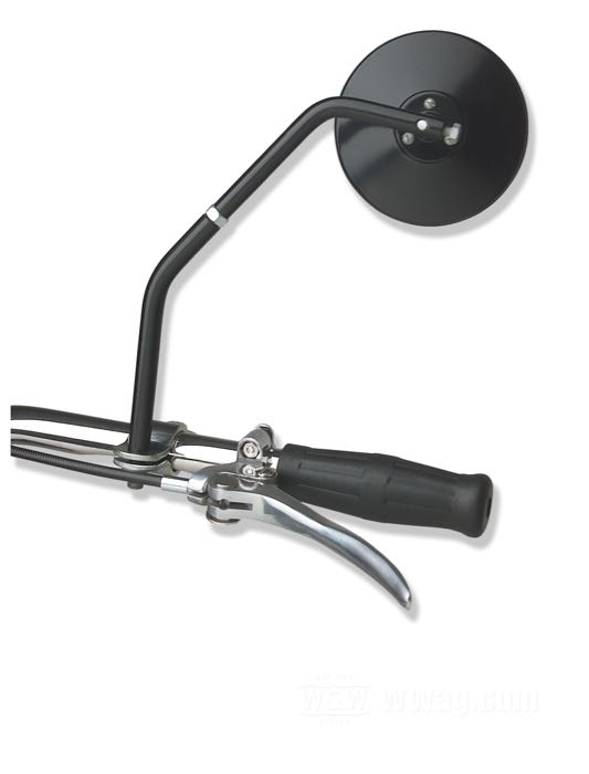 Rückspiegel »Military WLA«; Stahl / Glas, parkerisiert, rund; Ø 13 cm; Montageposition: links oder rechts; Länge Spiegelarm: 23.5 cm; mit Lenkerklemme; ersetzt OEM HD 11350-41M; Bruttogewicht: 670 g