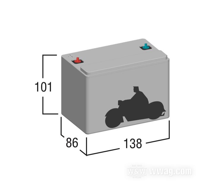 Battery »PC310« by Odyssey; L x W x H: 138 x 86 x 101 mm; net weight: 2.7 kg; 12 V; 8 Ah; cold cranking current (EN): 100 A; pole connections: M4 (screws included) / spade connection; Great Britain; gross weight: 2.83 kg