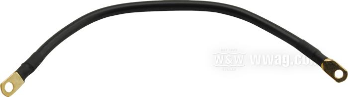 Câble de batterie de Terry; Ø oeillets: 6.6 mm et 8 mm; cuivre / laiton, noir, avec gaine en silicone; longueur: 35.5 cm; 21.0 mm²; poids brut: 120 g