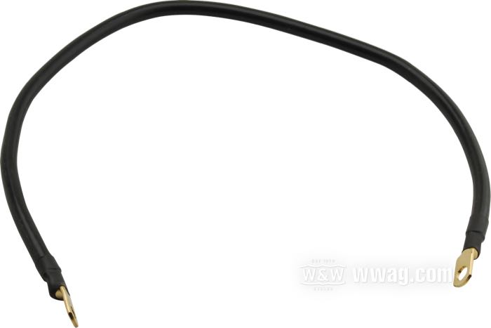 Câble de batterie de Terry; Ø oeillets: 6.6 mm et 8 mm; cuivre / laiton, noir, avec gaine en silicone; longueur: 63.5 cm; 21.0 mm²; poids brut: 200 g