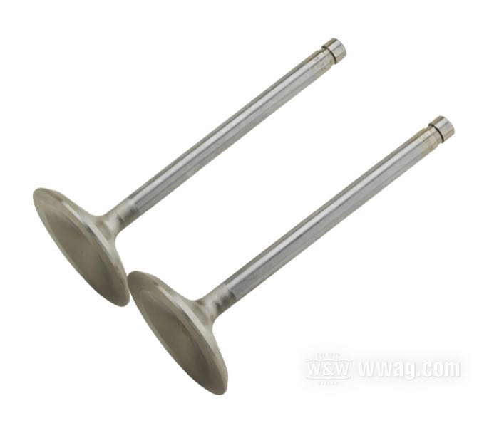 Valvola »Race Master« di Manley; atto per Evolution Big Twin 1984-1999, Twin Cam 1999-2004; aspirazione; acciaio inox; lunghezza: 113 mm; testa: 46.9 mm; stelo: 7.8 mm; rimpiazza OEM HD 18074-83; peso lordo: 230 g