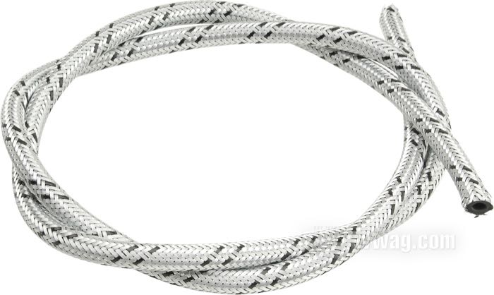 Tubo de aceite o gasolina; goma, trenzado de acero, cincado; Ø externo: 7/16 ”; Ø int.: 1/4 ”; peso bruto: 140 g