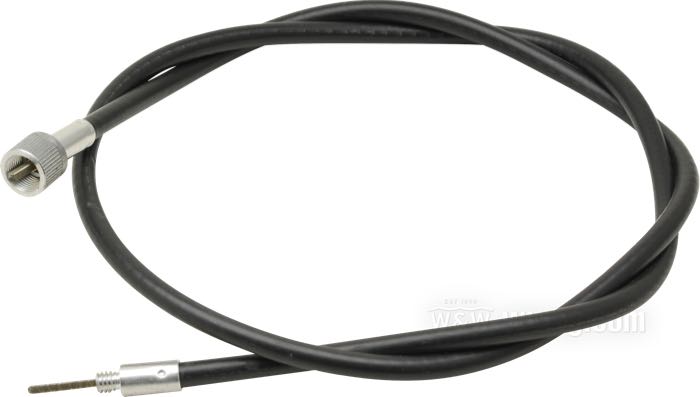 Cavo tachimetro di Barnett; per Ruota anteriore; atto per FXST/S/C, FXRS, FLHT/C/U, FXDC, FXDWG, FXDB 1984-1994, FXSTSB 1995, FLHTC/P 1980-1992, FLT/C, FLHT/C 1980-1986, FXR/S 1982-1983, FXWG 1984-1985, XLS 1979-1982 p. i nostri tachimetri Mini; acciaio / vinile, vinile nero; Ø 7.4 mm; lunghezza guaina: 110 cm; connessione al rinvio: filettatura 1/4”-20; connessione allo strumento: dado M12 x 1.0; U.S.A.; peso lordo: 190 g