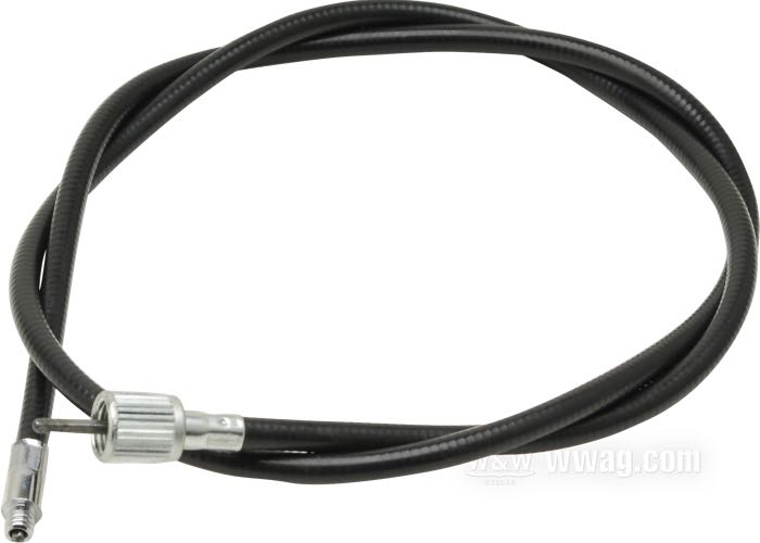 Speedometer cable; for Front wheel; fits FXST/S/C, FXRS, FLHT/C/U, FXDC, FXDWG, FXDB 1984-1994, FXSTSB 1995, FLHTC/P 1980-1992, FLT/C, FLHT/C 1980-1986, FXR/S 1982-1983, FXWG 1984-1985, XLS 1979-1982 and for our mini speedos; steel / vinyl, black vinyl; Ø 6.9 mm; length outer spiral: 110 cm; drive connection: thread 1/4”-20; instrument connection: nut M12 x 1.0; gross weight: 180 g