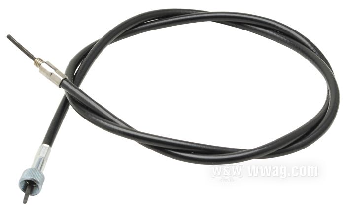 Speedometer cable; for Front wheel; fits FXST/S/C, FXRS, FLHT/C/U, FXDC, FXDWG, FXDB 1984-1994, FXSTSB 1995, FLHTC/P 1980-1992, FLT/C, FLHT/C 1980-1986, FXR/S 1982-1983, FXWG 1984-1985, XLS 1979-1982 and for our mini speedos; steel / vinyl, black vinyl; Ø 6.9 mm; length outer spiral: 115 cm; drive connection: thread 1/4”-20; instrument connection: nut M12 x 1.0; gross weight: 190 g