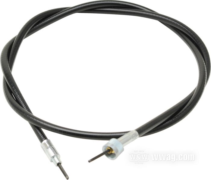 Speedometer cable; for Front wheel; fits FXST/S/C, FXRS, FLHT/C/U, FXDC, FXDWG, FXDB 1984-1994, FXSTSB 1995, FLHTC/P 1980-1992, FLT/C, FLHT/C 1980-1986, FXR/S 1982-1983, FXWG 1984-1985, XLS 1979-1982 and for our mini speedos; steel / vinyl, black vinyl; Ø 6.9 mm; length outer spiral: 120 cm; drive connection: thread 1/4”-20; instrument connection: nut M12 x 1.0; gross weight: 170 g