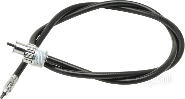 Speedometer cable; for Front wheel; fits Custom Applications; steel / vinyl, black vinyl; Ø 6.9 mm; length outer spiral: 103 cm; drive connection: thread 1/4”-20; instrument connection: nut M16 x 1.0 or 5/8”-18 (both included); gross weight: 200 g
