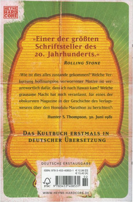Libro »Der Fluch des Lono«; carta; larghezza x altezza: 13.5 x 20.5 cm; di Hunter S. Thompson; copertina morbida; 240 pagine; tedesco; ISBN: 9783456408531; peso lordo: 314 g