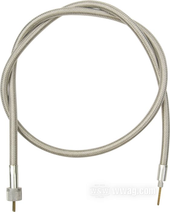 Cavo tachimetro di Barnett; per Ruota anteriore; atto per FXST/S/C, FXRS, FLHT/C/U, FXDC, FXDWG, FXDB 1984-1994, FXSTSB 1995, FLHTC/P 1980-1992, FLT/C, FLHT/C 1980-1986, FXR/S 1982-1983, FXWG 1984-1985, XLS 1979-1982 p. i nostri tachimetri Mini; lunghezza originale; acciaio / vinile, treccia in guaina trasparente; Ø 8.5 mm; lunghezza guaina: 100 cm; connessione al rinvio: filettatura 1/4”-20; connessione allo strumento: dado M12 x 1.0; rimpiazza OEM HD 67051-73T, 67051-74, 67024-84 e 67186-88; U.S.A.; peso lordo: 200 g