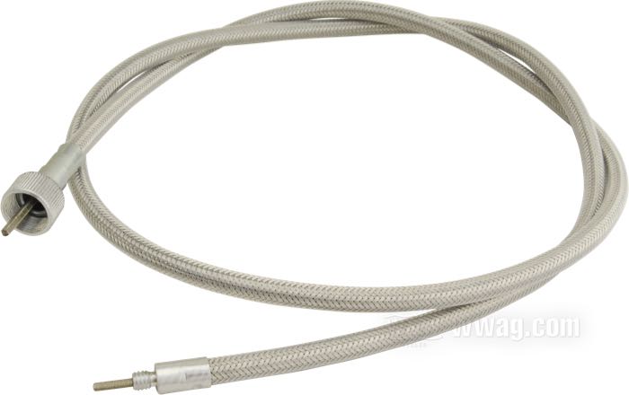 Cavo tachimetro di Barnett; per Ruota anteriore; atto per FX/FXE 1973-1985 (eccetto FXWG e FXST), FXSB 1984-1986, FXR 1984-1994, XLH 1973, XLH 1984-1985, XLX 1983-1985, Evolution Sportster 1986-1994; acciaio / vinile, acciaio / acciaio inox, treccia in guaina trasparente; Ø 8.5 mm; lunghezza guaina: 124 cm; connessione al rinvio: filettatura 1/4”-20; connessione allo strumento: dado M16 x 1.0; U.S.A.; peso lordo: 270 g