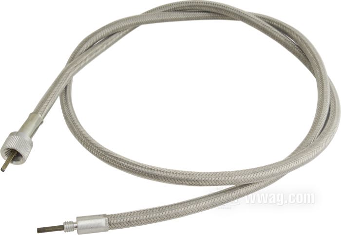 Cavo tachimetro di Barnett; per Ruota anteriore; atto per FXST/S/C, FXRS, FLHT/C/U, FXDC, FXDWG, FXDB 1984-1994, FXSTSB 1995, FLHTC/P 1980-1992, FLT/C, FLHT/C 1980-1986, FXR/S 1982-1983, FXWG 1984-1985, XLS 1979-1982 p. i nostri tachimetri Mini; acciaio / vinile, treccia in guaina trasparente; Ø 8.5 mm; lunghezza guaina: 120 cm; connessione al rinvio: filettatura 1/4”-20; connessione allo strumento: dado M12 x 1.0; U.S.A.; peso lordo: 200 g