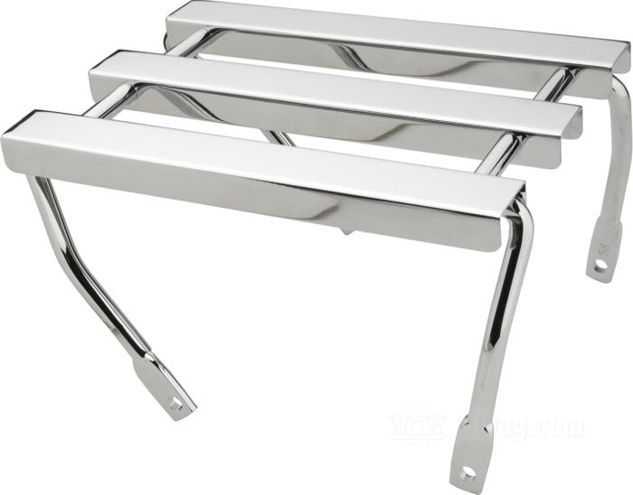 Luggage carrier; fits 4-speed Big Twin; steel, chrome-plated; replaces OEM HD 53403-58D; gross weight: 2.62 kg