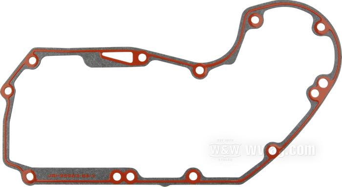 Gasket by James Gaskets; for Gear cover; fits Sportster 1986-1990; paper / silicone; replaces OEM HD 25263-86; gross weight: 10 g