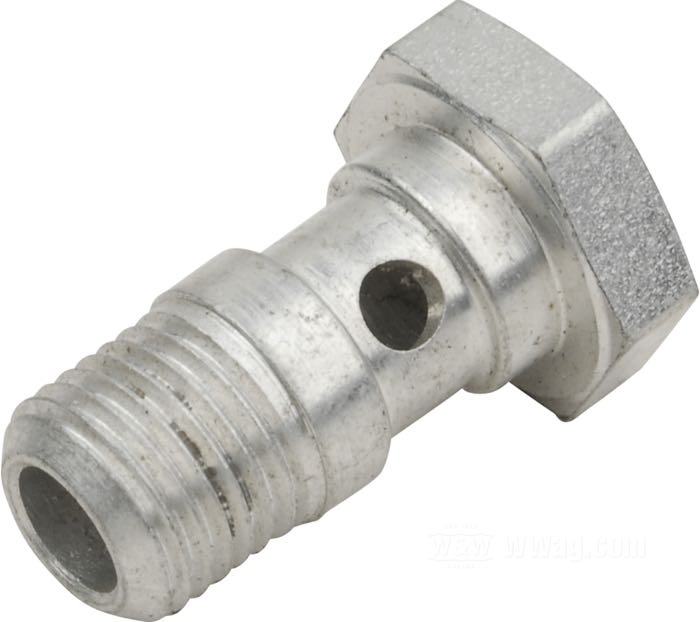 Banjo bolt; for feed & return oil line; fits Big Twin 1936-1937; steel, CAD (ZnNi process); thread: 1/2”-20; replaces OEM HD 3570-36A; gross weight: 28 g