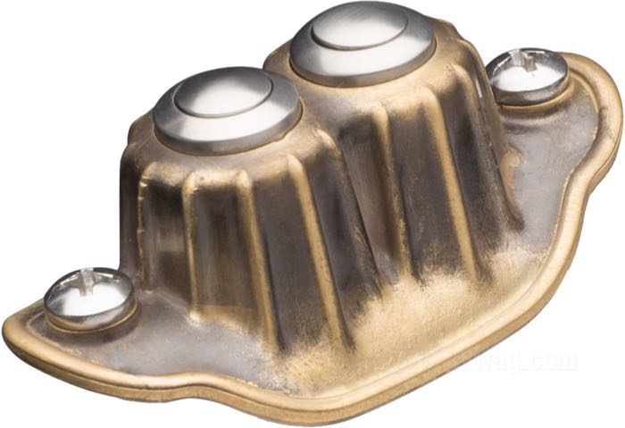Tasterarmatur »Deluxe« von Kustom Tech; für Hupe / Blinker (einzeln) / Startermotor; für 1” Lenker; mit zwei Tastern; Messing, blank; mit je zwei Kabeln pro Taster; Italien; Bruttogewicht: 120 g