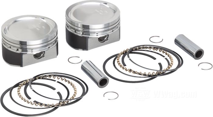 Pistoni di S&S; atto per Sportster 883 Evolution 1986-2020 e kit conversione S&S; conversione 883cc→1200cc; alluminio; taglia: +0.000 ”; alesaggio nominale: 3-1/2 ”; 74 in³; compressione: 9.5:1; con fasce, spinotti ed anelli di sicurezza; peso lordo: 1.3 kg