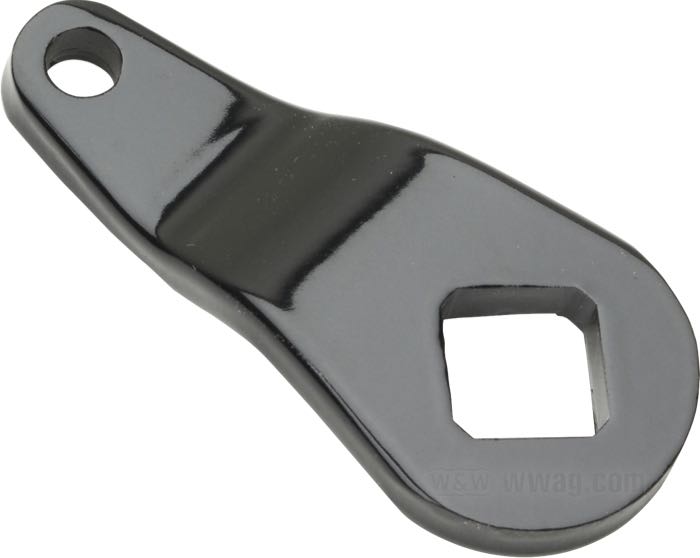 Leva freno di Paughco; per Albero traverso; atto per Big Twin 1936-1957; sinistra; acciaio, nero, rivestito a polvere, 1 foro; rimpiazza OEM HD 42556-36; peso lordo: 100 g