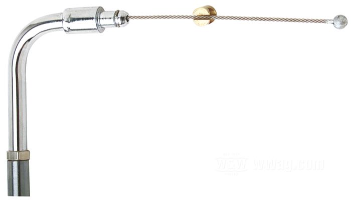 Rückholzug von Barnett; passend für FXSTS 1996-2003; Stahl, Vinyl schwarz; Anschlusswinkel: 130°; Fitting am Gasgriff: .220