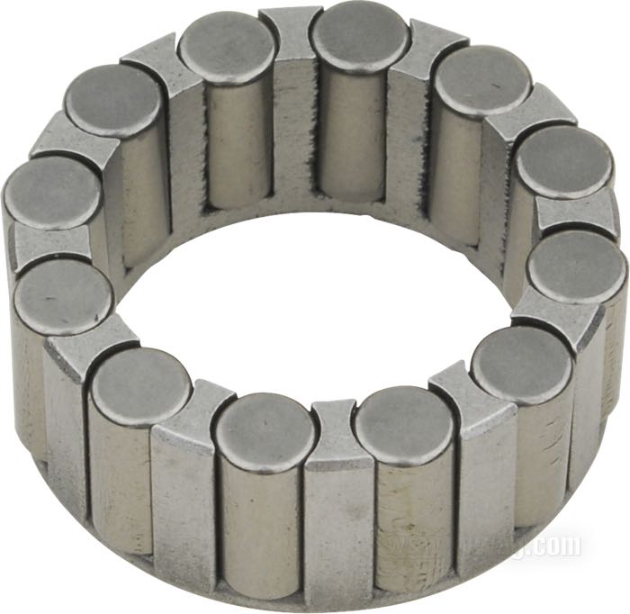 Bearing retainer; for Star hub 1936-1966; also used for: 1936-1954 Big Twin Engine Case Bearing left; steel; tolerance class: ABEC 1; ID x OD: 1 x 1.5”; with std. rollers; replaces OEM HD 417-30, and 24721-30; gross weight: 60 g