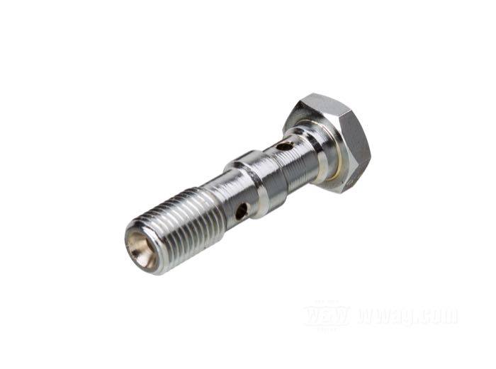 Boulon creux; acier, chromé, part non filettée de 20 mm pour 2 banjos; longueur: 39 mm; hexagonal; filetage: 3/8”-24; poids brut: 20 g