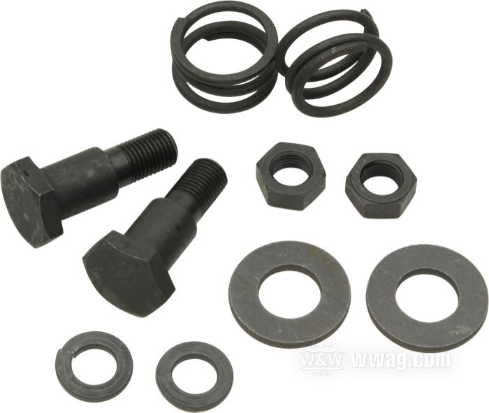 Kit di montaggio di Colony; per Cavalletto posteriore; atto per A, C 1926-1929, D, R 1929-1935, V(L) 1930-1936; acciaio / acciaio per molle, parkerizzato; rimpiazza OEM HD 3060-26, 3061-24 e 0129; U.S.A.; peso lordo: 130 g