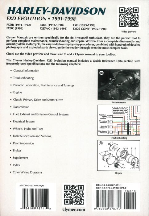 Werkstatthandbuch; passend für Dyna Glide 1991-1998; Papier; Breite x Höhe: 210 x 275 mm; von Ron Wright; Softcover; schwarz-weiß; 533 Seiten; englisch; ISBN: 978-0-89287-871-0; Bruttogewicht: 960 g