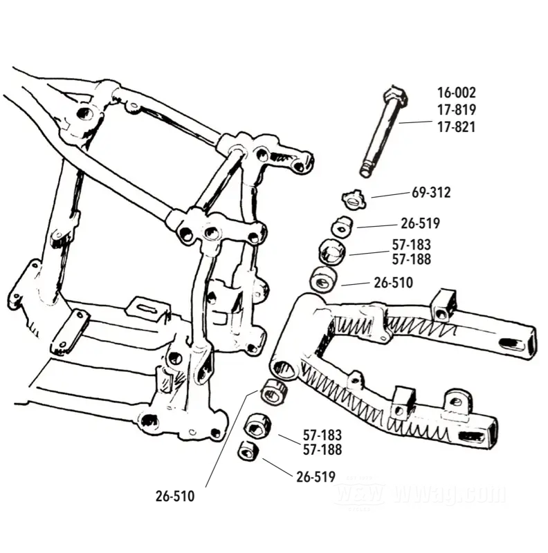 Axes et roulements bras oscillant pour FL et FX 4 vitesses